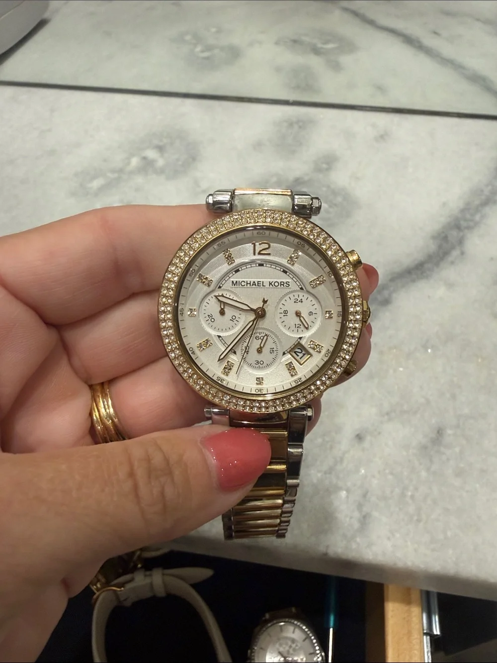 Michael Kors Two-Tone Gold and Silver Crystal Bezel Women's Watch